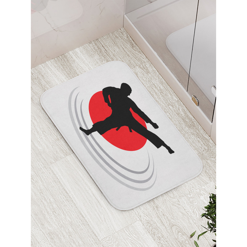 Man Karate Kick Silhouette Bath Mat