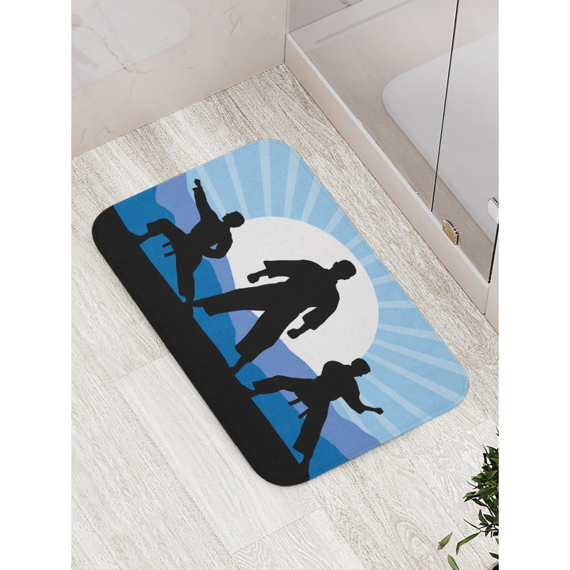 Karate Men Silhouettes Sun Bath Mat