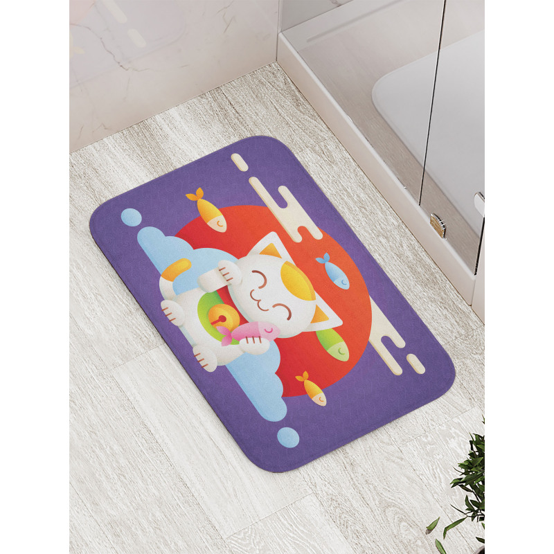 Maneki Neko Coins Fish Bath Mat