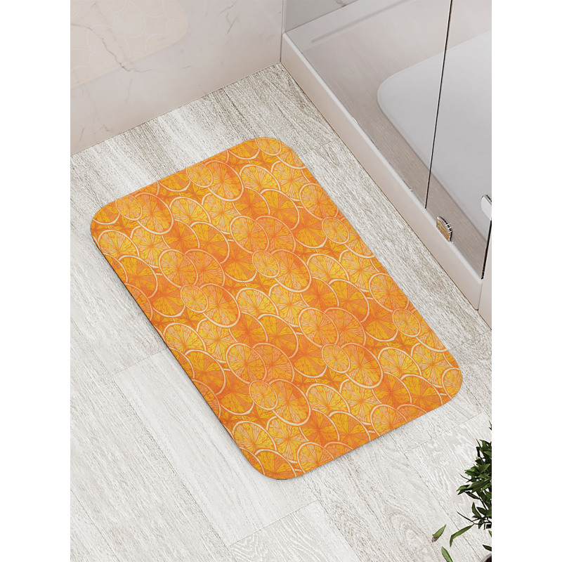 Round Slice of Oranges Bath Mat