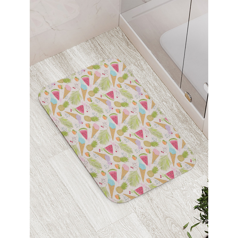 Ice Creams and Fruits Bath Mat