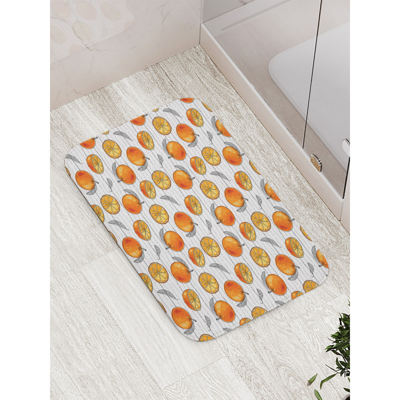 Sketch Lines and Oranges Bath Mat