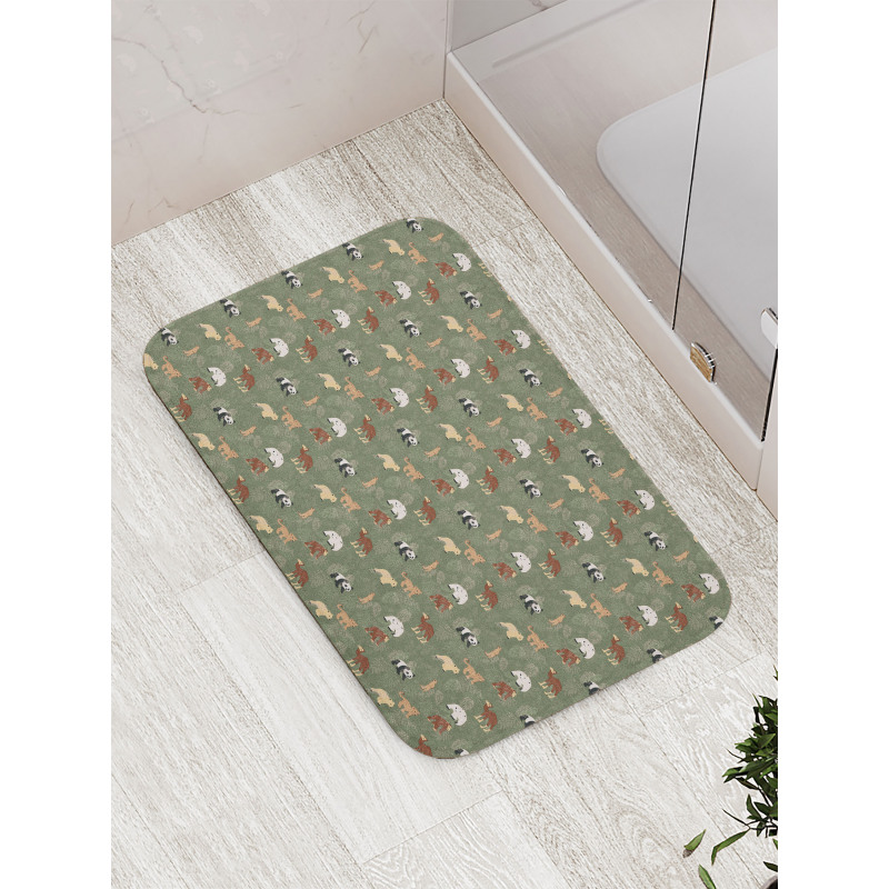 Leaves and Animals Bath Mat