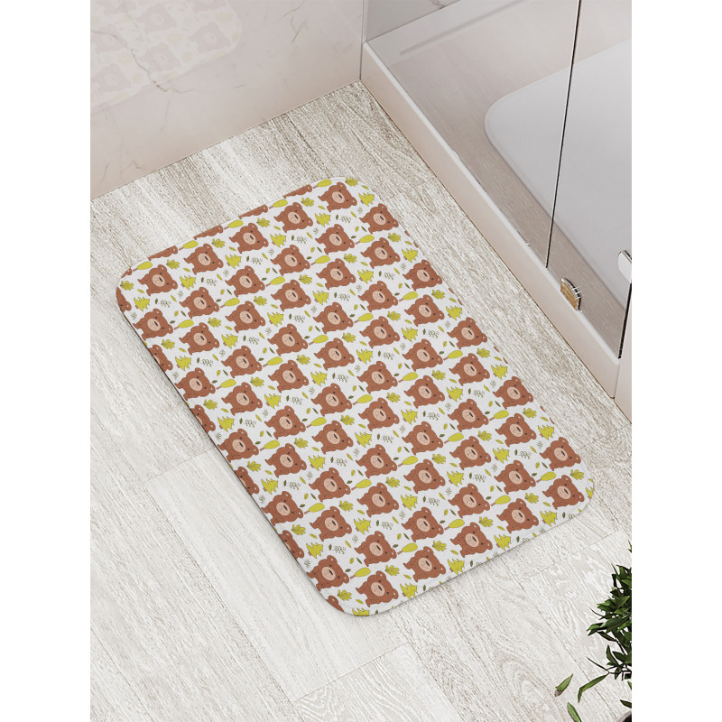 Bear and Leaves Bath Mat