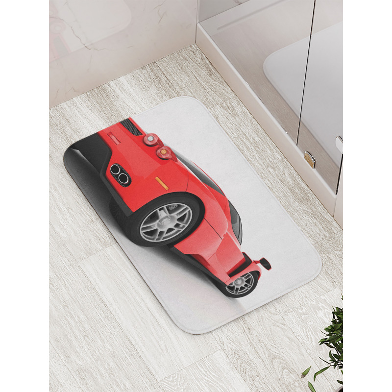 Red Super Sports Car Bath Mat