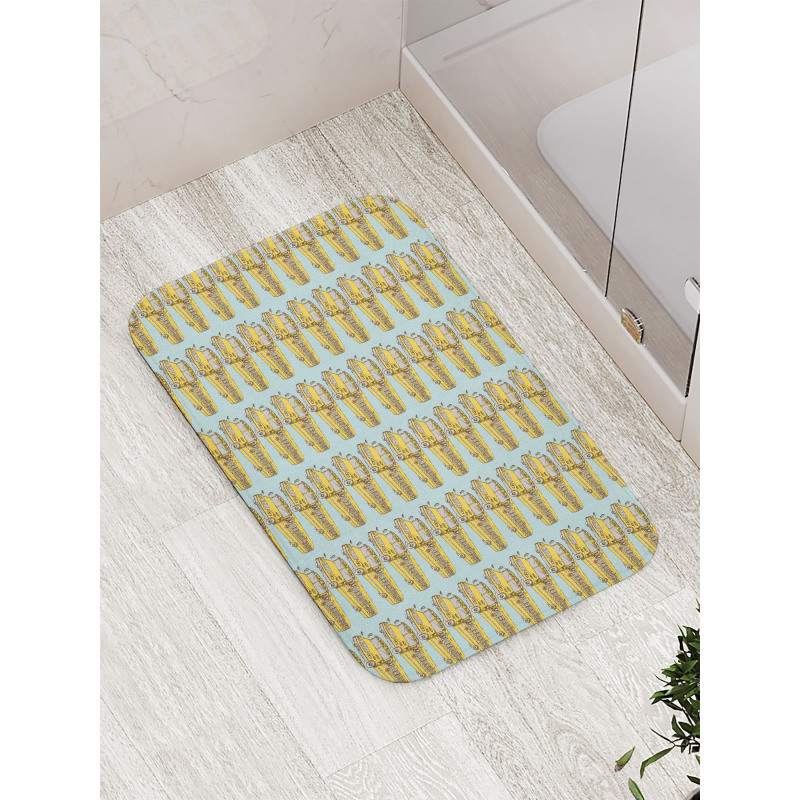 Retro School Bus Pattern Bath Mat