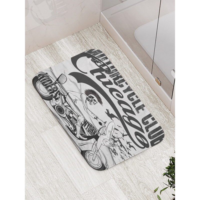 Crazy Skeleton Rider Design Bath Mat