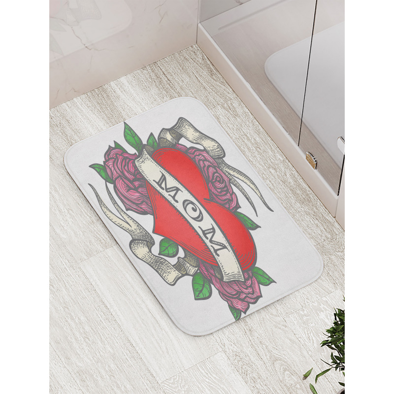 Heart with Roses and Mom Bath Mat