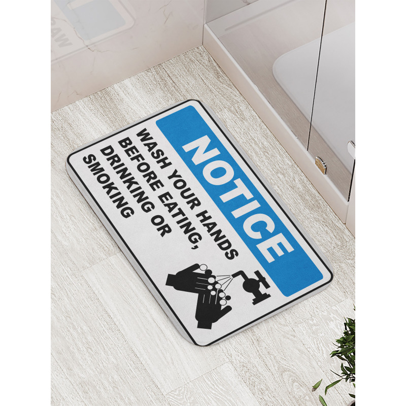 Notice Wash Hands Bath Mat