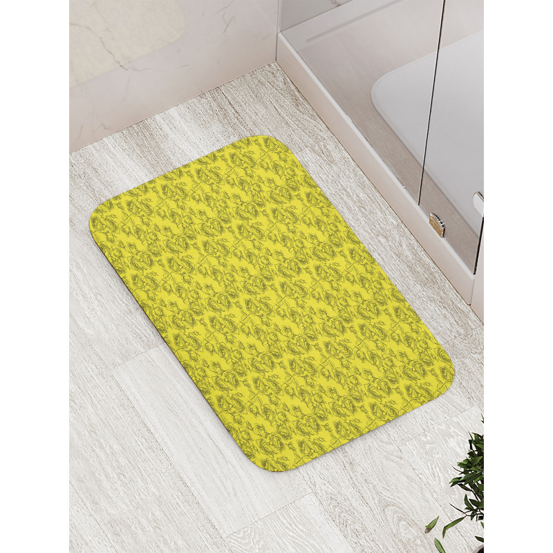 Modernistic Outline Roses Bath Mat