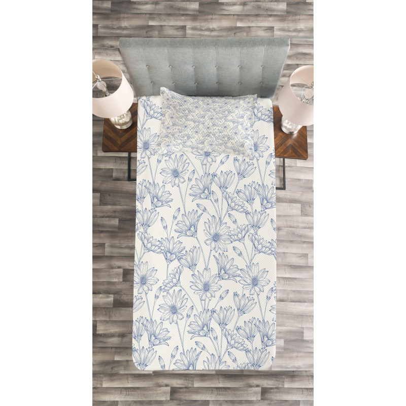 Blooming Asters and Daisies Bedspread Set