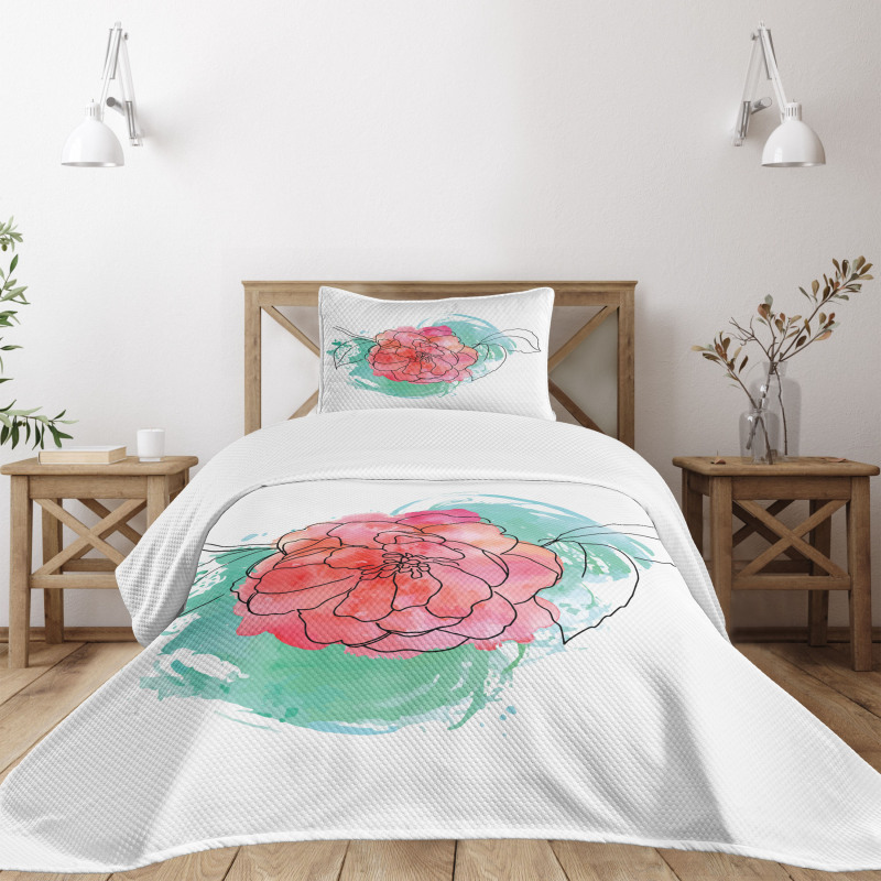 Camellia Grunge Art Bedspread Set