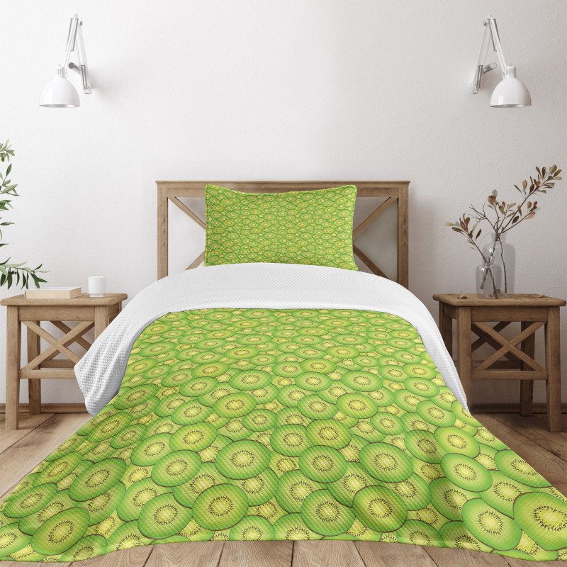 Exotic Fruit Slices Pattern Bedspread Set