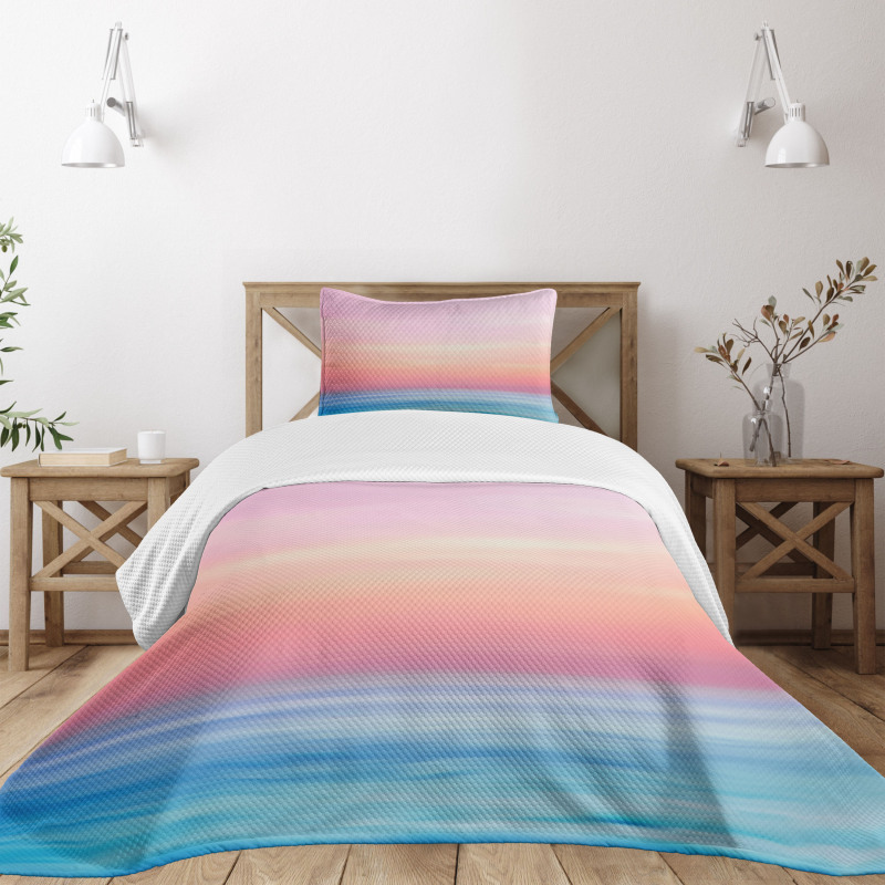 Ombre Sunset Calm Ocean View Bedspread Set