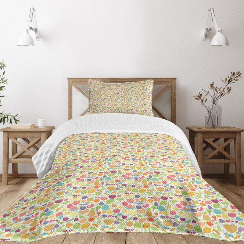 Cartoonish Foods Bedspread Set