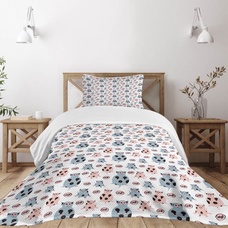 Cartoon Pigs Art Bedspread Set