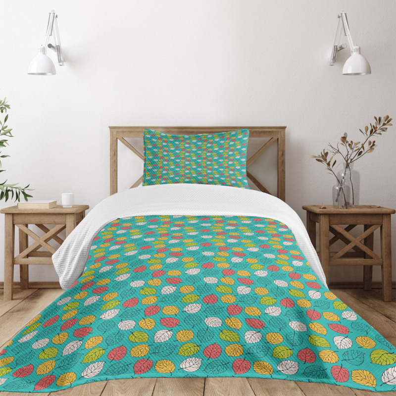 Colorful Abstract Leaves Art Bedspread Set