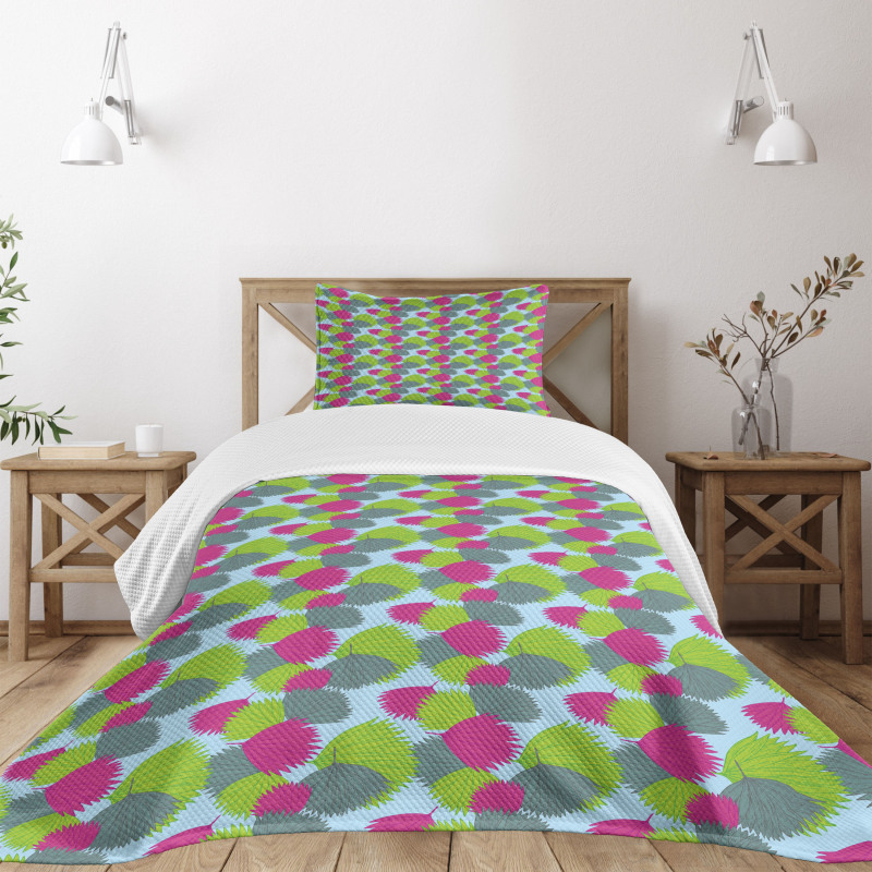 Tropic Plant Botany Leaves Bedspread Set