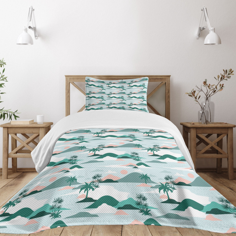 Paper Cut Style Beach Art Bedspread Set