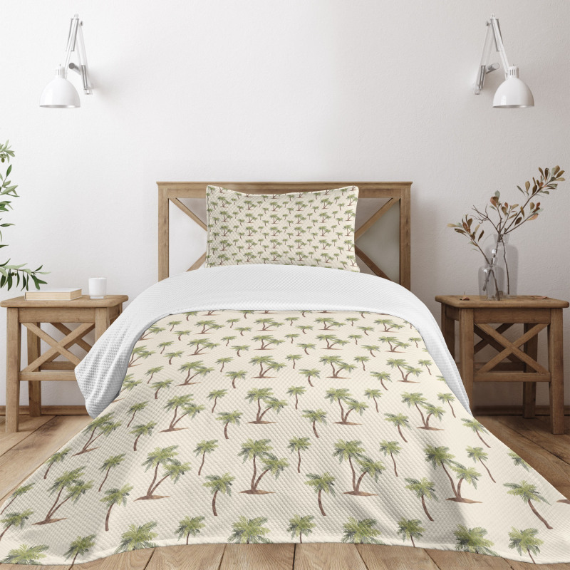 Simplistic Palms Pattern Bedspread Set