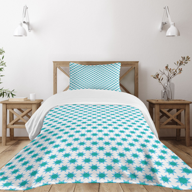 Bicolour Star Shapes Art Bedspread Set