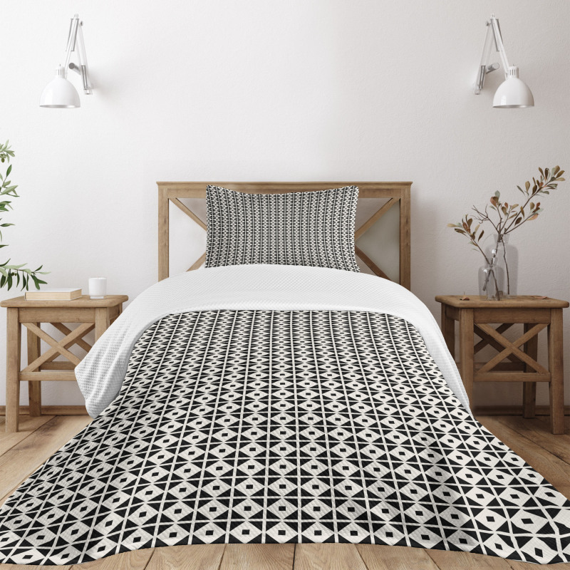 Monochrome Abstract Squares Bedspread Set