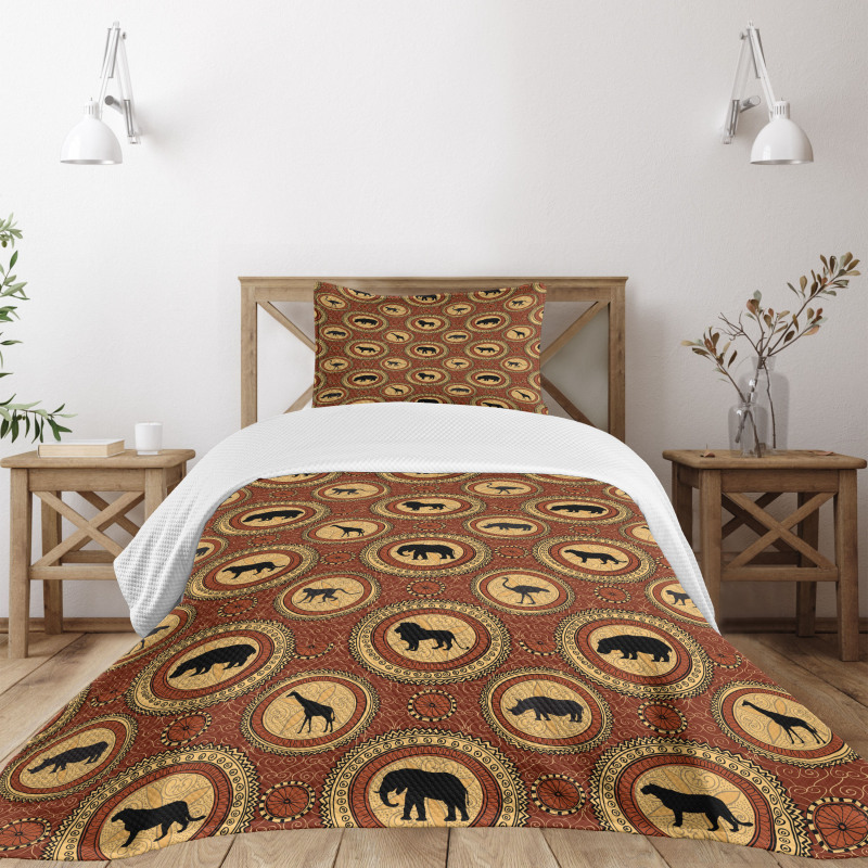 Monkey Lion Rhino Bedspread Set