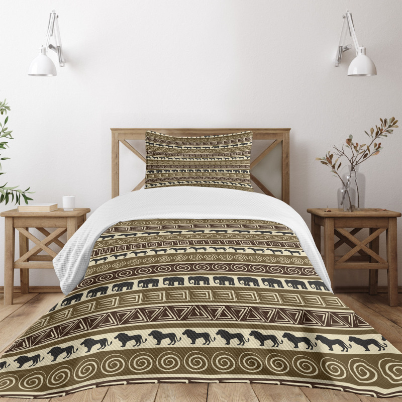 Africa Theme Stripes Animals Bedspread Set