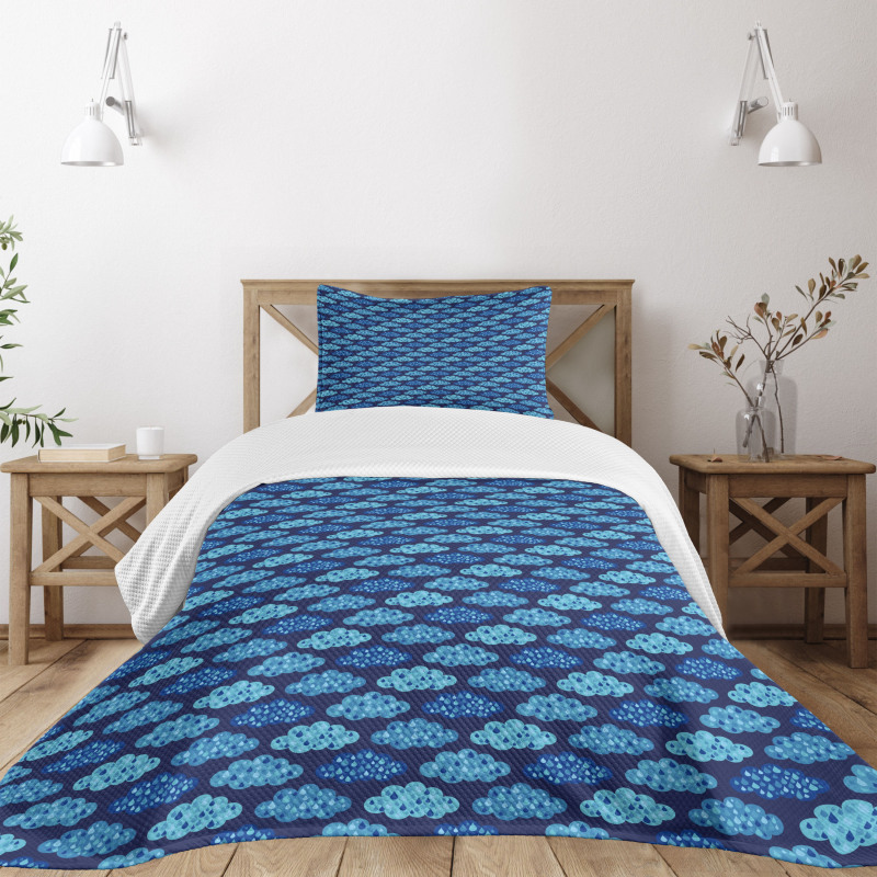 Monochrome Clouds and Rain Bedspread Set