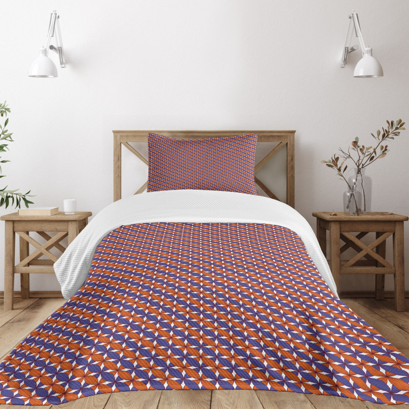 Bicolour Floral Grid Bedspread Set