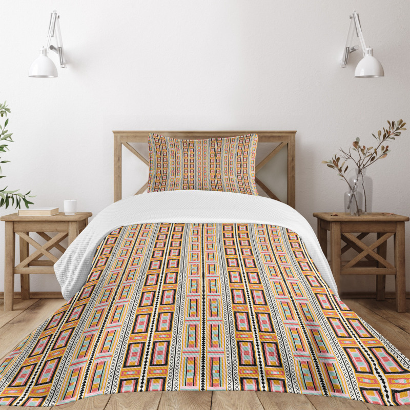 Colorful Kente Pattern Bedspread Set