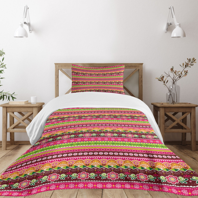 Colorful Abstract Flower Bedspread Set