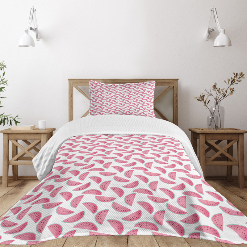 Watermelon Slices Pastel Tone Bedspread Set