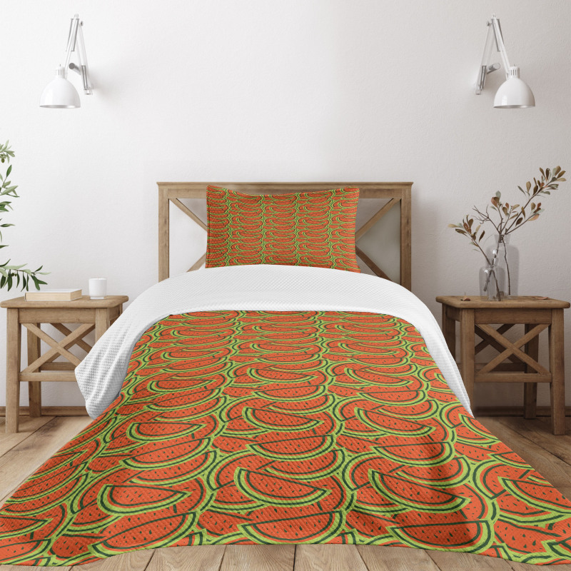 Doodle Watermelon Slice Bedspread Set