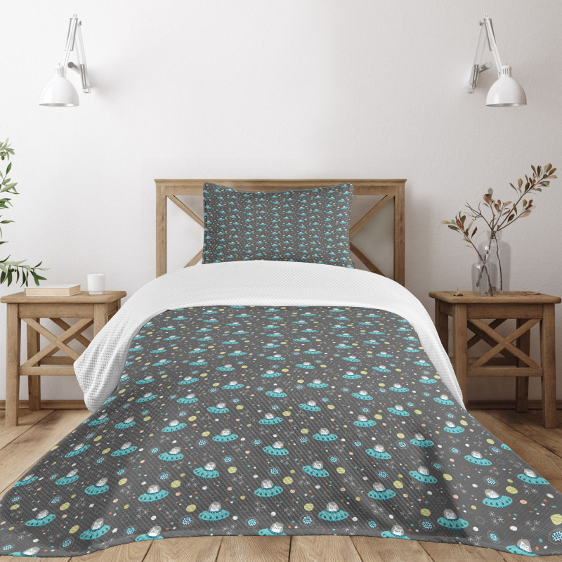 Space Cat Astronauts Bedspread Set