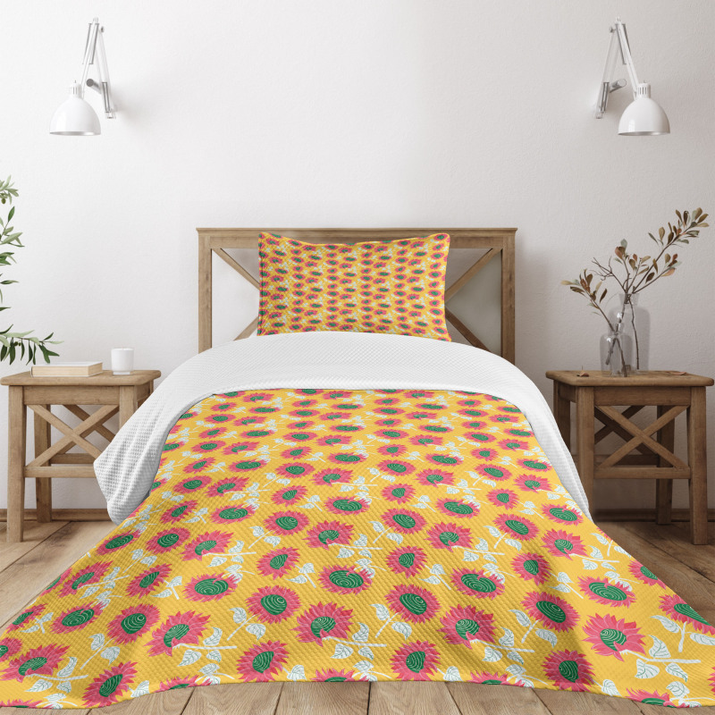 Summer Abstract Sunflowers Bedspread Set