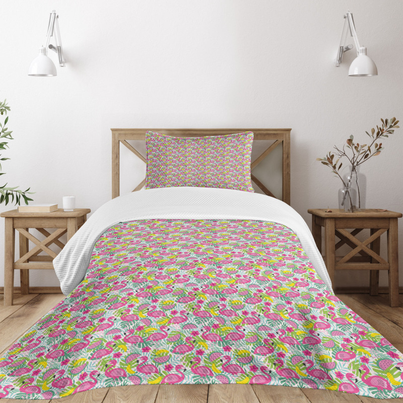 Exotic Flamingo Cartoon Bedspread Set