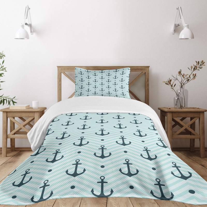 Zigzag Chevron Anchors Bedspread Set