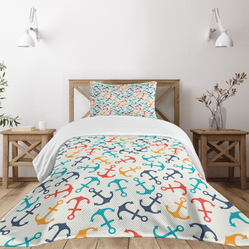 Anchor Shape in Lines Bedspread Set