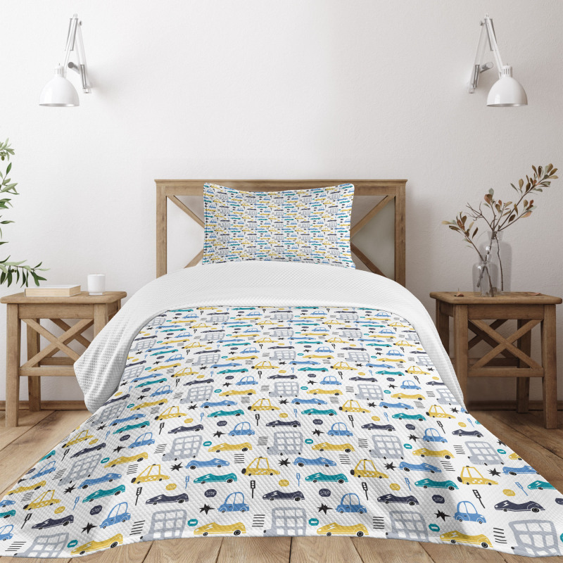 Childish Car Pattern Bedspread Set