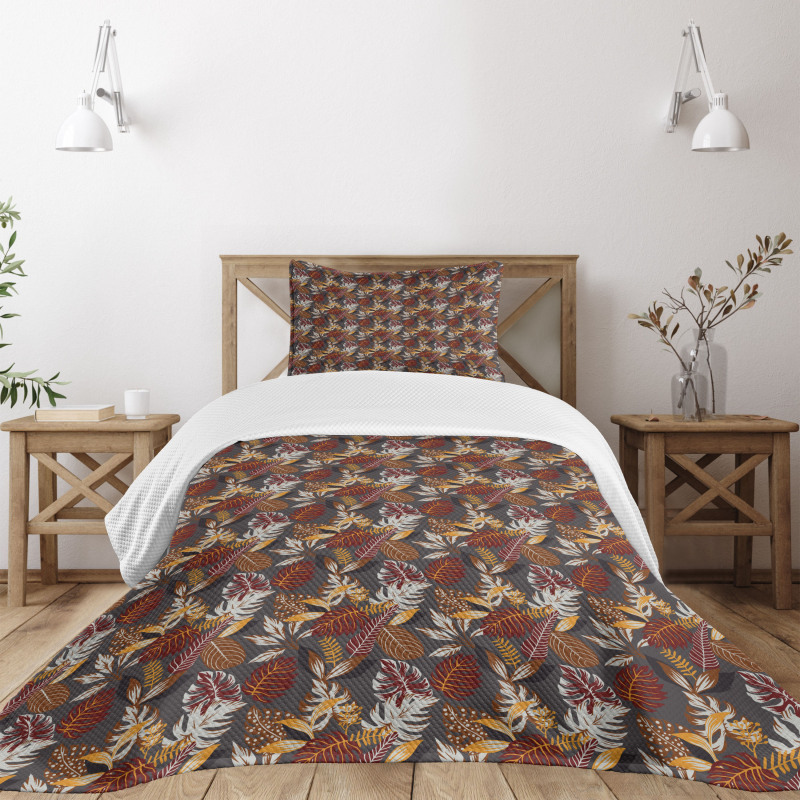 Tropic Leaves in Earth Tones Bedspread Set