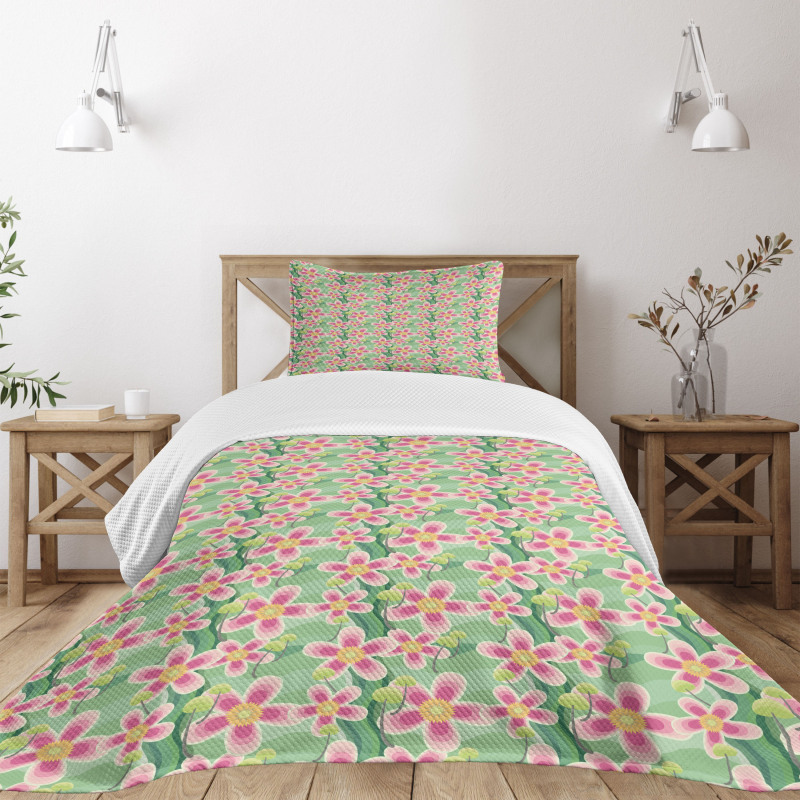 Pastel Large Flower Petals Bedspread Set