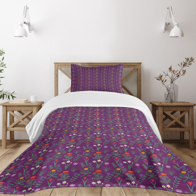 Various Spring Flowers Bedspread Set