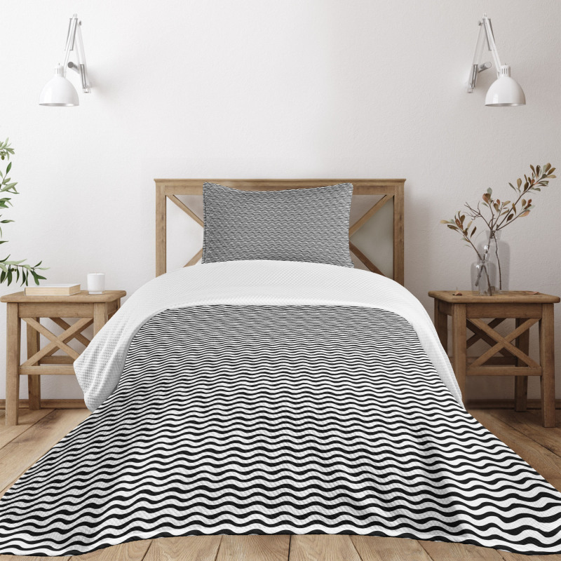 Horizontal Wavy Streaks Bedspread Set