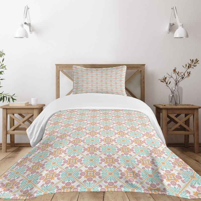 Pastel Floral Oriental Bedspread Set