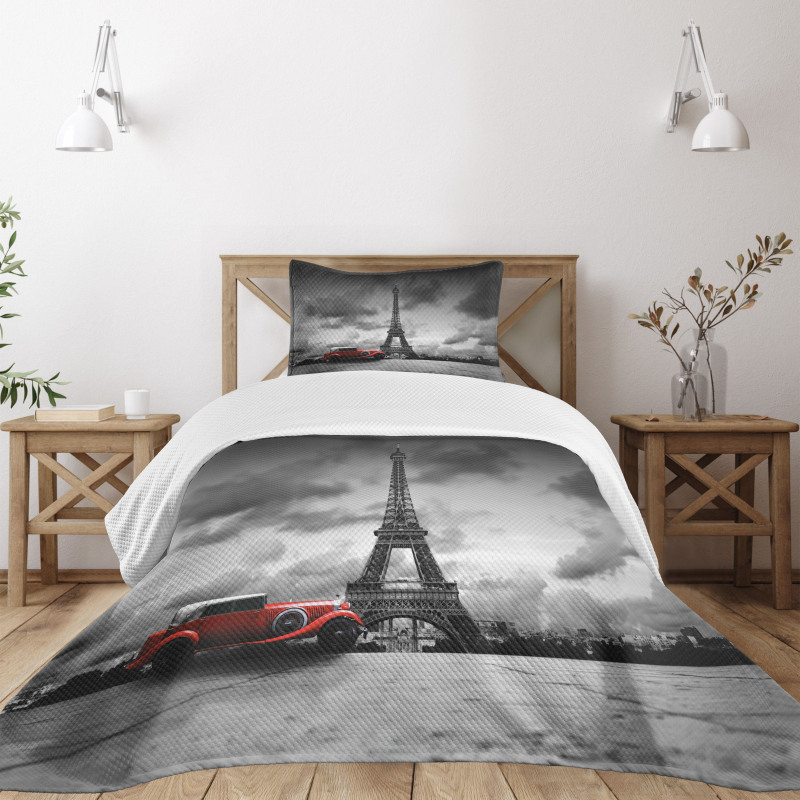 French Car Dark Clouds Bedspread Set