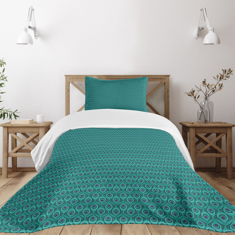 Peacock Feather Abstract Bedspread Set