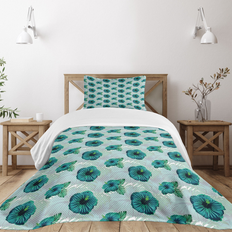 Hawaiian Jungle Hibiscus Bedspread Set