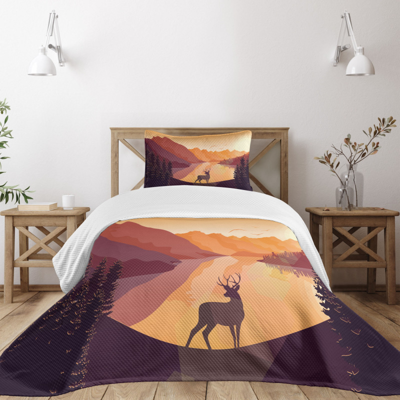 Bird Mountain Reindeer Bedspread Set