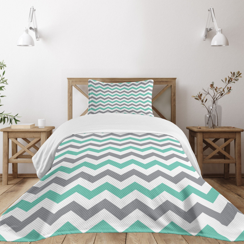 Geometric Wavy Zigzag Bedspread Set